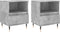 vidaXL - Nachtkastjes - 2 - st - 40x35x50 - cm - bewerkt - hout - betongrijs