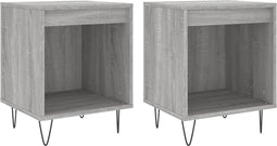 vidaXL - Nachtkastjes - 2 - st - 40x35x50 - cm - bewerkt - hout - grijs - sonoma - eiken