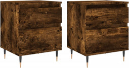 vidaXL - Nachtkastjes - 2 - st - 40x35x50 - cm - bewerkt - hout - gerookt - eikenkleurig