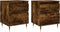 vidaXL - Nachtkastjes - 2 - st - 40x35x50 - cm - bewerkt - hout - gerookt - eikenkleurig