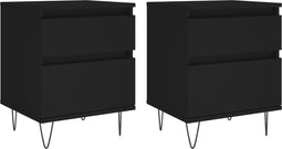 vidaXL - Nachtkastjes - 2 - st - 40x35x50 - cm - bewerkt - hout - zwart