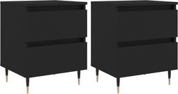 vidaXL - Nachtkastjes - 2 - st - 40x35x50 - cm - bewerkt - hout - zwart