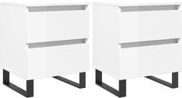 vidaXL - Nachtkastjes - 2 - st - 40x35x50 - cm - bewerkt - hout - hoogglans - wit