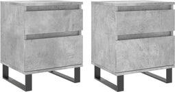 vidaXL - Nachtkastjes - 2 - st - 40x35x50 - cm - bewerkt - hout - betongrijs