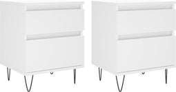 vidaXL - Nachtkastjes - 2 - st - 40x35x50 - cm - bewerkt - hout - wit
