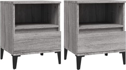 vidaXL - Nachtkastjes - 2 - st - 40x35x50 - cm - grijs - sonoma - eikenkleurig