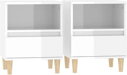 vidaXL - Nachtkastjes - 2 - st - 40x35x50 - cm - hoogglans - wit