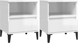 vidaXL - Nachtkastjes - 2 - st - 40x35x50 - cm - hoogglans - wit