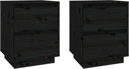 vidaXL - Nachtkastjes - 2 - st - 40x35x50 - cm - massief - grenenhout - zwart