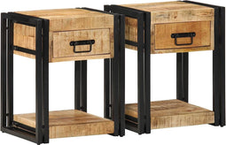 vidaXL - Nachtkastjes - 2 - st - 40x35x50 - cm - massief - ruw - hout - mango