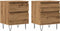 vidaXL - Nachtkastjes - 2 - st - 40x35x50cm - bewerkt - hout - artisanaal - eikenkleur