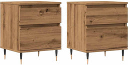vidaXL - Nachtkastjes - 2 - st - 40x35x50cm - bewerkt - hout - artisanaal - eikenkleur