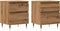 vidaXL - Nachtkastjes - 2 - st - 40x35x50cm - bewerkt - hout - artisanaal - eikenkleur