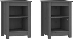 vidaXL - Nachtkastjes - 2 - st - 40x35x55 - cm - massief - grenenhout - grijs