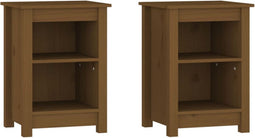 vidaXL - Nachtkastjes - 2 - st - 40x35x55 - cm - massief - grenenhout - honingbruin