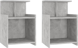 vidaXL - Nachtkastjes - 2 - st - 40x35x60 - cm - bewerkt - hout - betongrijs