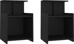 vidaXL - Nachtkastjes - 2 - st - 40x35x60 - cm - bewerkt - hout - zwart