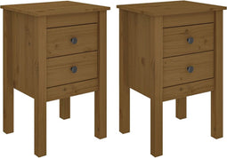 vidaXL - Nachtkastjes - 2 - st - 40x35x61,5 - cm - massief - grenenhout - honingbruin