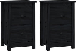 vidaXL - Nachtkastjes - 2 - st - 40x35x61,5 - cm - massief - grenenhout - zwart