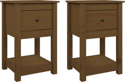 vidaXL - Nachtkastjes - 2 - st - 40x35x61,5 - cm - massief - grenenhout - honingbruin