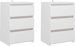 vidaXL - Nachtkastjes - 2 - st - 40x35x62,5 - cm - bewerkt - hout - wit