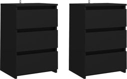 vidaXL - Nachtkastjes - 2 - st - 40x35x62,5 - cm - bewerkt - hout - zwart