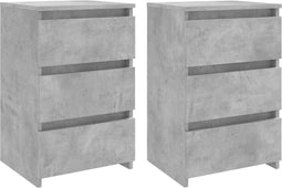 vidaXL - Nachtkastjes - 2 - st - 40x35x62,5 - cm - bewerkt - hout - betongrijs