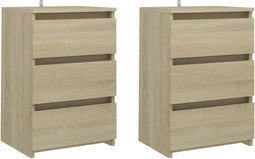 vidaXL - Nachtkastjes - 2 - st - 40x35x62,5 - cm - bewerkt - hout - sonoma - eikenkleur