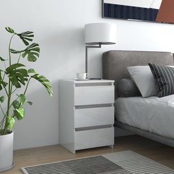 vidaXL - Nachtkastjes - 2 - st - 40x35x62,5 - cm - bewerkt - hout - hoogglans - wit