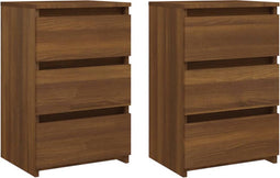 vidaXL - Nachtkastjes - 2 - st - 40x35x62,5 - cm - bewerkt - hout - bruin - eikenkleur