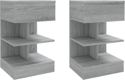 vidaXL - Nachtkastjes - 2 - st - 40x35x65 - cm - bewerkt - hout - grijs - sonoma - eiken