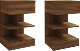 vidaXL - Nachtkastjes - 2 - st - 40x35x65 - cm - bewerkt - hout - bruin - eikenkleur