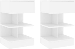vidaXL - Nachtkastjes - 2 - st - 40x35x65 - cm - bewerkt - hout - wit