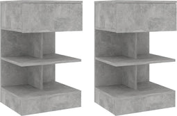 vidaXL - Nachtkastjes - 2 - st - 40x35x65 - cm - spaanplaat - betongrijs