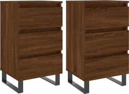 vidaXL - Nachtkastjes - 2 - st - 40x35x69 - cm - bewerkt - hout - bruin - eikenkleur