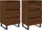vidaXL - Nachtkastjes - 2 - st - 40x35x69 - cm - bewerkt - hout - bruin - eikenkleur
