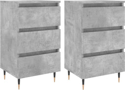 vidaXL - Nachtkastjes - 2 - st - 40x35x69 - cm - bewerkt - hout - betongrijs
