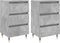 vidaXL - Nachtkastjes - 2 - st - 40x35x69 - cm - bewerkt - hout - betongrijs