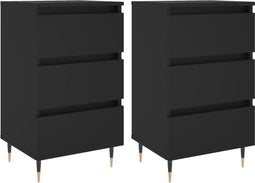 vidaXL - Nachtkastjes - 2 - st - 40x35x69 - cm - bewerkt - hout - zwart