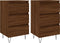 vidaXL - Nachtkastjes - 2 - st - 40x35x69 - cm - bewerkt - hout - bruin - eikenkleur