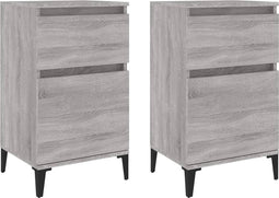 vidaXL - Nachtkastjes - 2 - st - 40x35x70 - cm - bewerkt - hout - grijs - sonoma - eiken