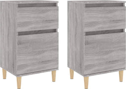 vidaXL - Nachtkastjes - 2 - st - 40x35x70 - cm - bewerkt - hout - grijs - sonoma - eiken