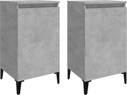vidaXL - Nachtkastjes - 2 - st - 40x35x70 - cm - bewerkt - hout - betongrijs
