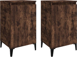 vidaXL - Nachtkastjes - 2 - st - 40x35x70 - cm - bewerkt - hout - gerookt - eikenkleurig