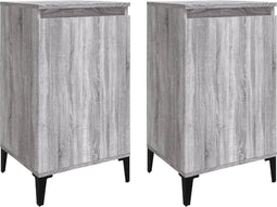 vidaXL - Nachtkastjes - 2 - st - 40x35x70 - cm - bewerkt - hout - grijs - sonoma - eiken