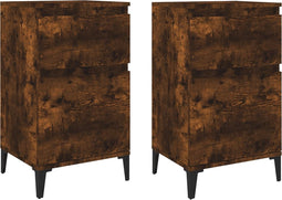 vidaXL - Nachtkastjes - 2 - st - 40x35x70 - cm - gerookt - eikenkleurig