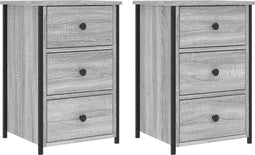 vidaXL - Nachtkastjes - 2 - st - 40x36x60 - cm - bewerkt - hout - grijs - sonoma - eiken