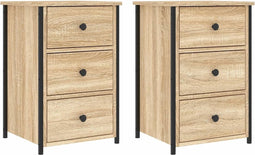 vidaXL - Nachtkastjes - 2 - st - 40x36x60 - cm - bewerkt - hout - sonoma - eikenkleurig