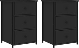 vidaXL - Nachtkastjes - 2 - st - 40x36x60 - cm - bewerkt - hout - zwart
