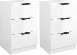vidaXL - Nachtkastjes - 2 - st - 40x36x65 - cm - hoogglans - wit
